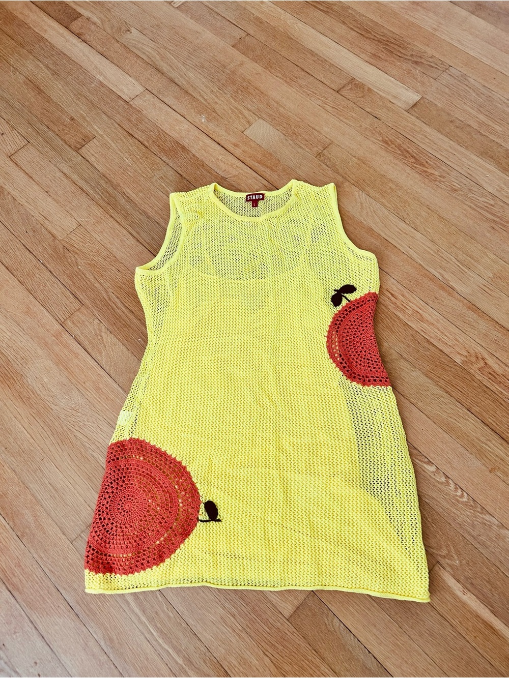 STAUD Yellow and Orange Knit Ruffle Dress - Picture 3 of 5